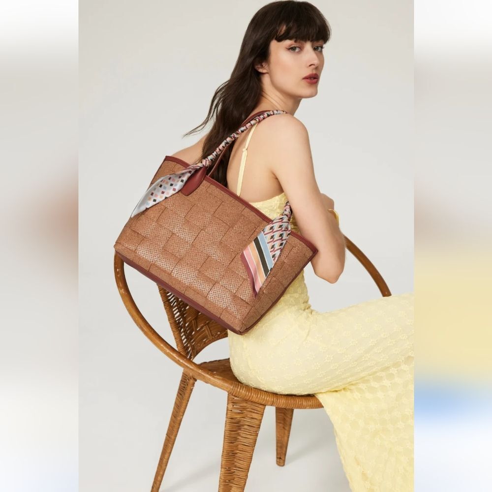 Zac Posen Auburn Posen Woven Leather Medium Tote